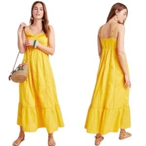 MAEVE Anthropology Yellow Summer Maxi Dress